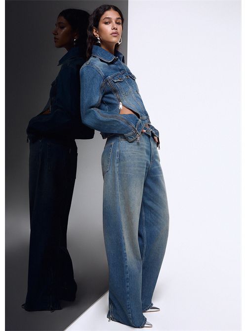 Pantaloni wide-leg con zip LIU JO | UF6500D0396/79156